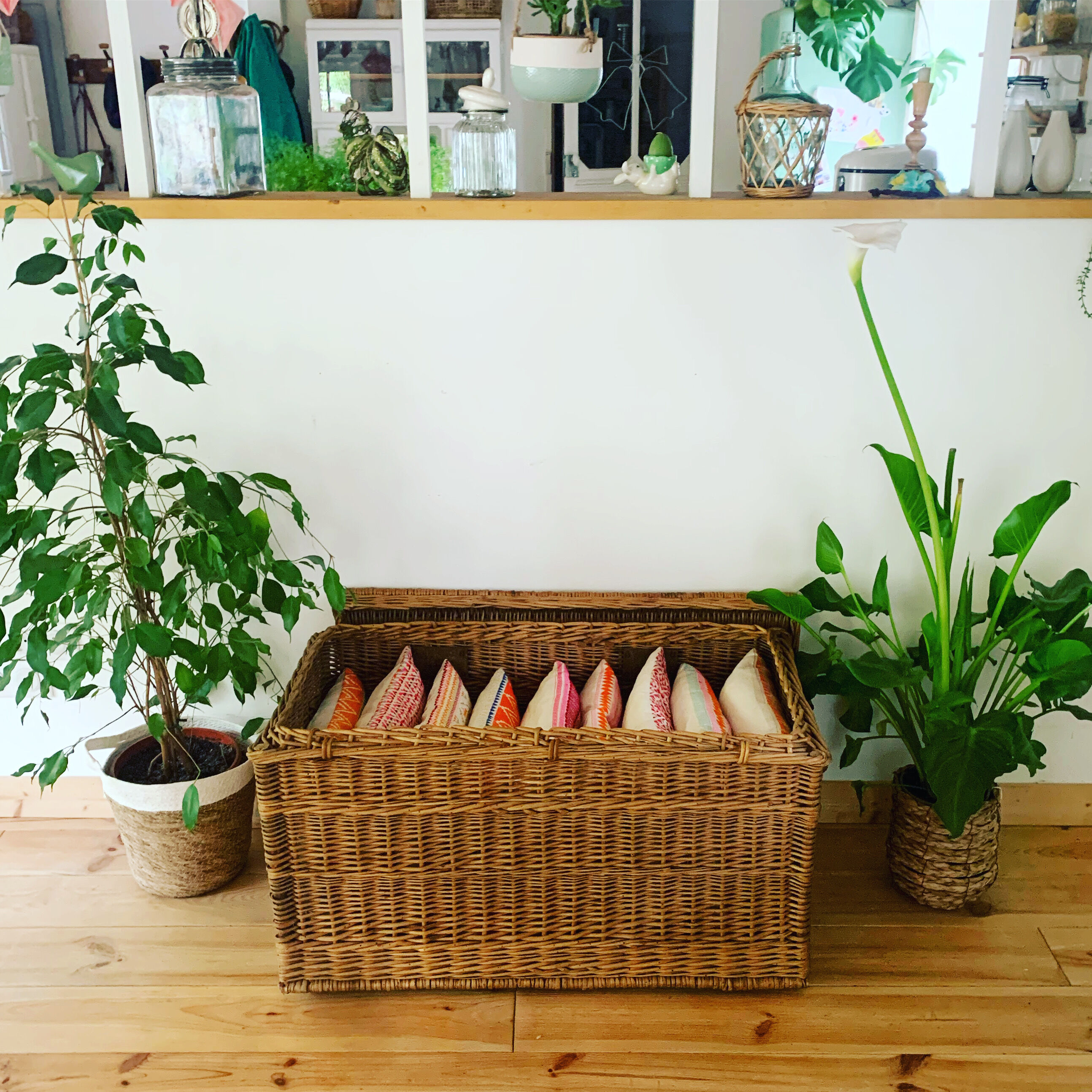 Vintage wicker trunk