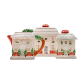 Fitz and Floyd teapot, sugar bowl and milk jar set