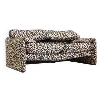 Cassina Maralunga 2 seater by Vico Magistretti Jacquard Panther fabric