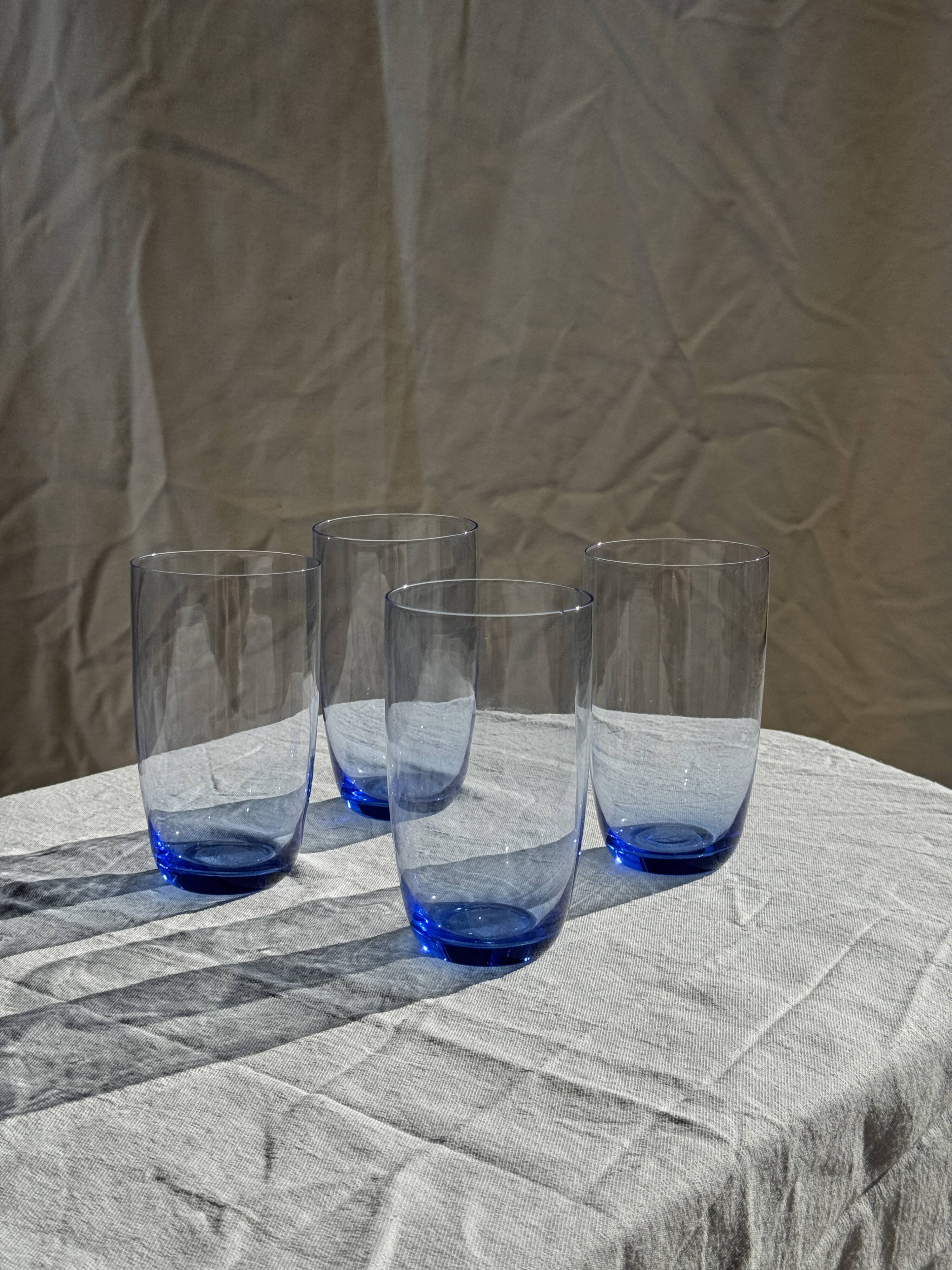 Set of 4 blue orangeade glasses H14