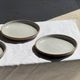 Set of 6 handmade stoneware plates in glazed beige and brown D20 H3