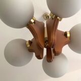 Vintage Chandelier with 5 Glass Globes from 1970s
