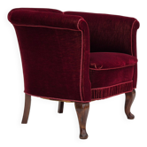 Années 1960, chaise longue danoise, meuble en velours, pieds en bois de hêtre, état d'origine.