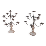 2 old 9-branch candlesticks
