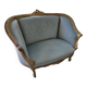 Louis XV gilt basket canapé with green velvet.