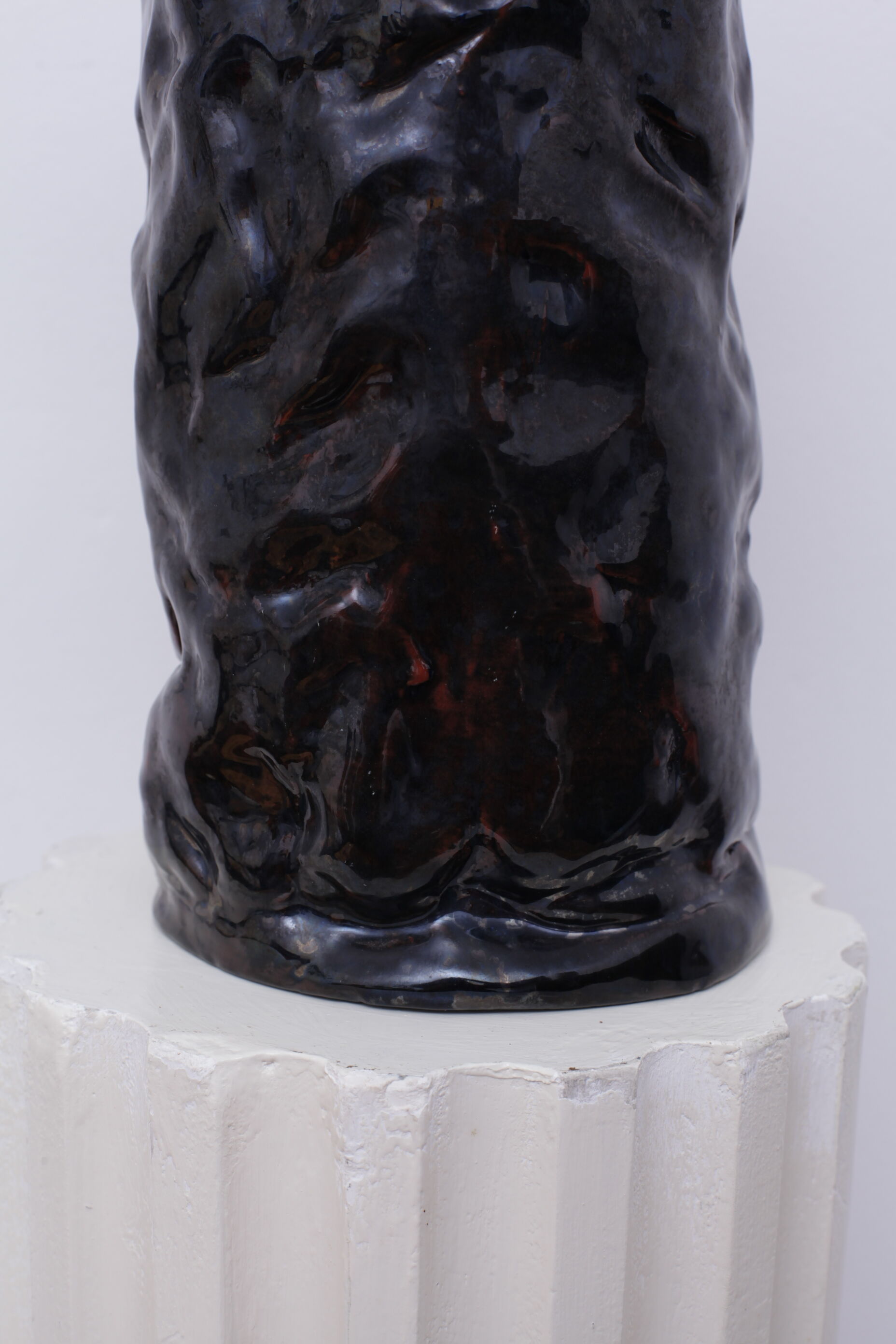 Thick black ceramic vase