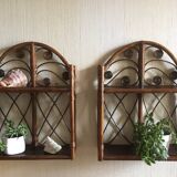 Rattan peacock shelves