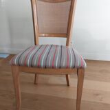 Lot de 6 chaises en bois et assise en tissu