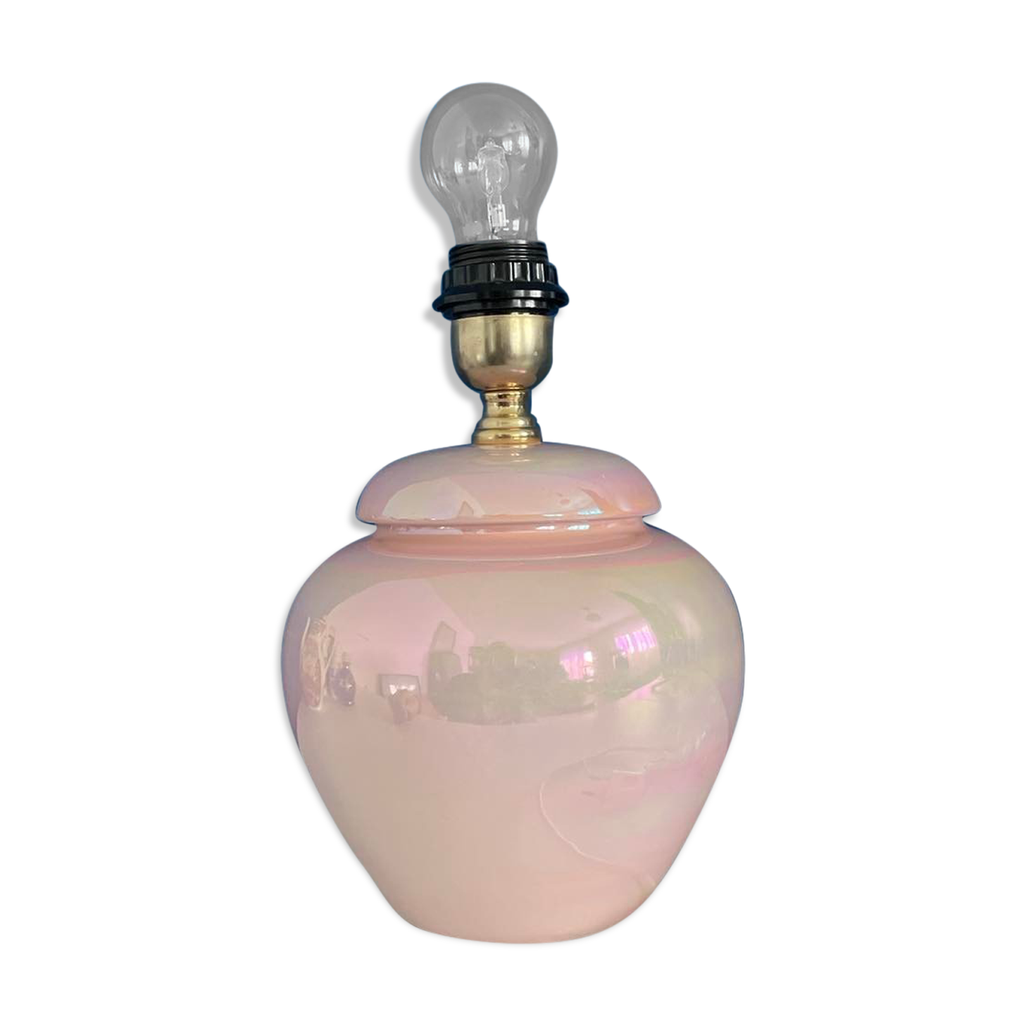 vintage pink iridescent lamp foot