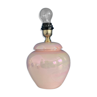 Pied de lampe iridescente rose vintage