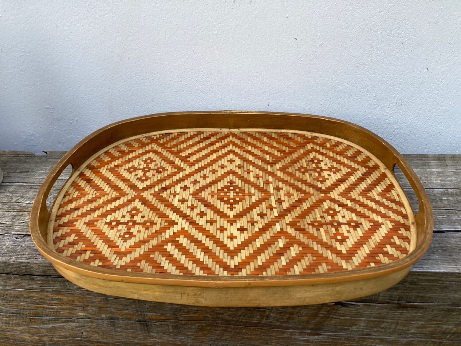 Rattan top and woven wood 1970