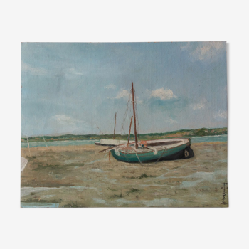 Peinture "Le port à marée basse"