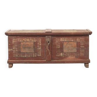 Coffre de mariée peint d'art populaire 1854
