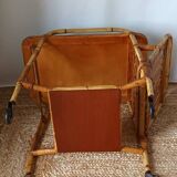 Vintage bamboo rattan serving trolley