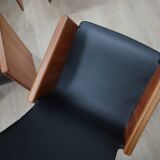 Set of 4 Segesta walnut and black letaher chairs Stildomus 1970s