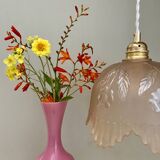 Vintage pink frosted glass lampshade pendant light
