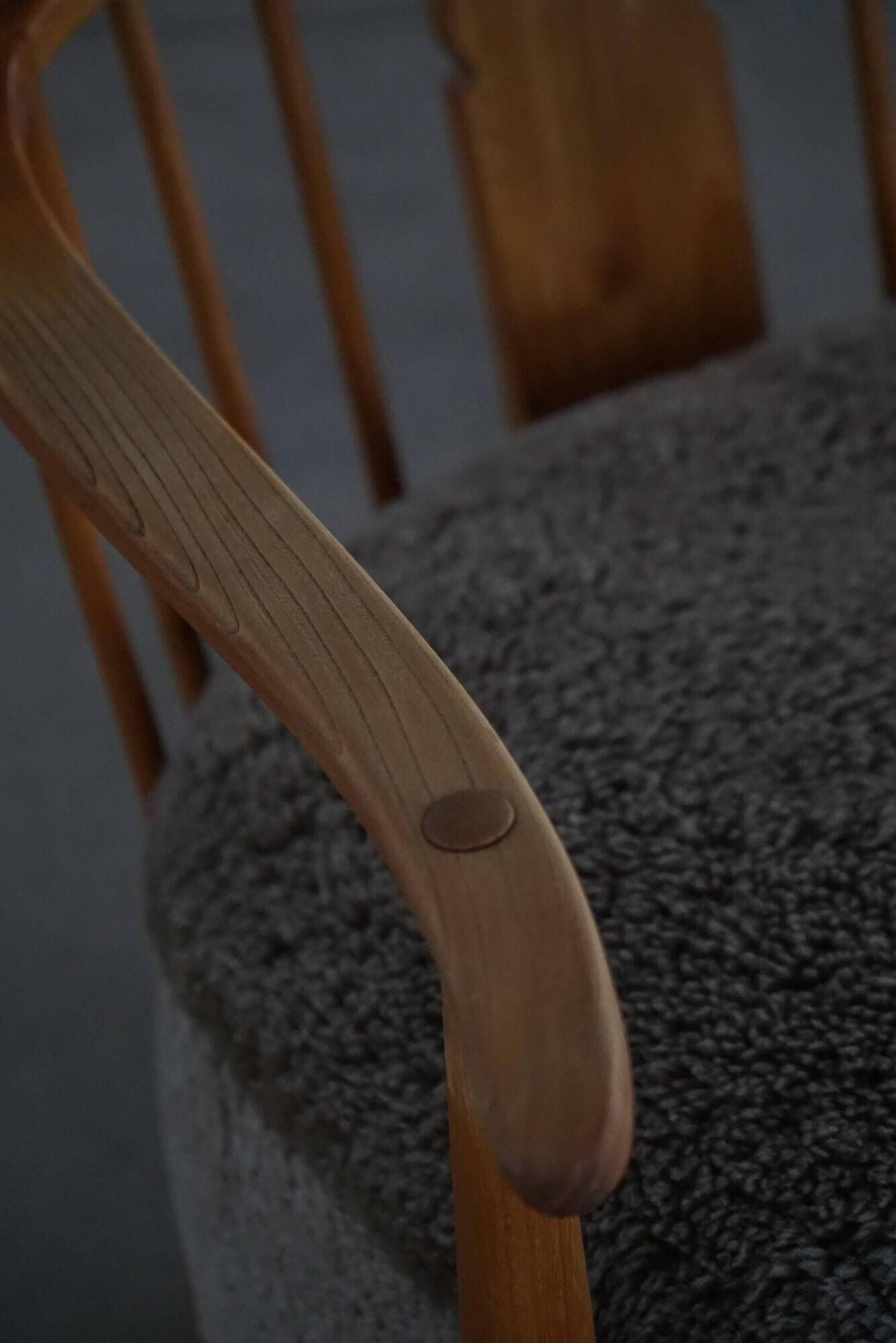 Armchair by Fritz Hansen, Model 1590, Elm & Lambswool, Scandinavian Modern, 1940s