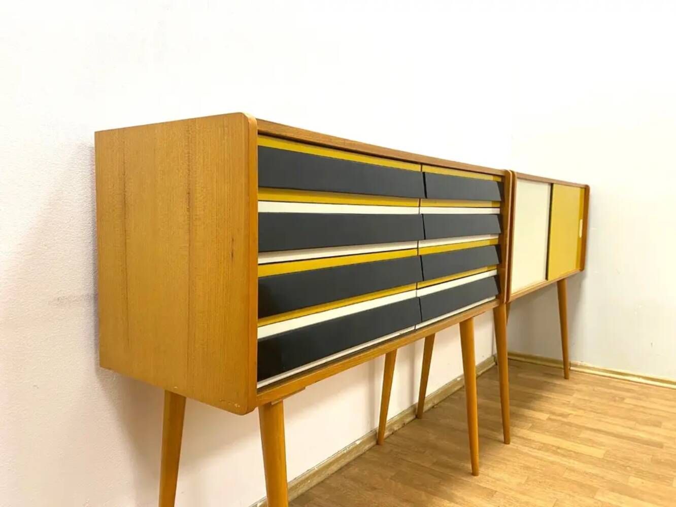 Retro chests of drawers, Jiří Jiroutek, 1960s, Czechoslovakia