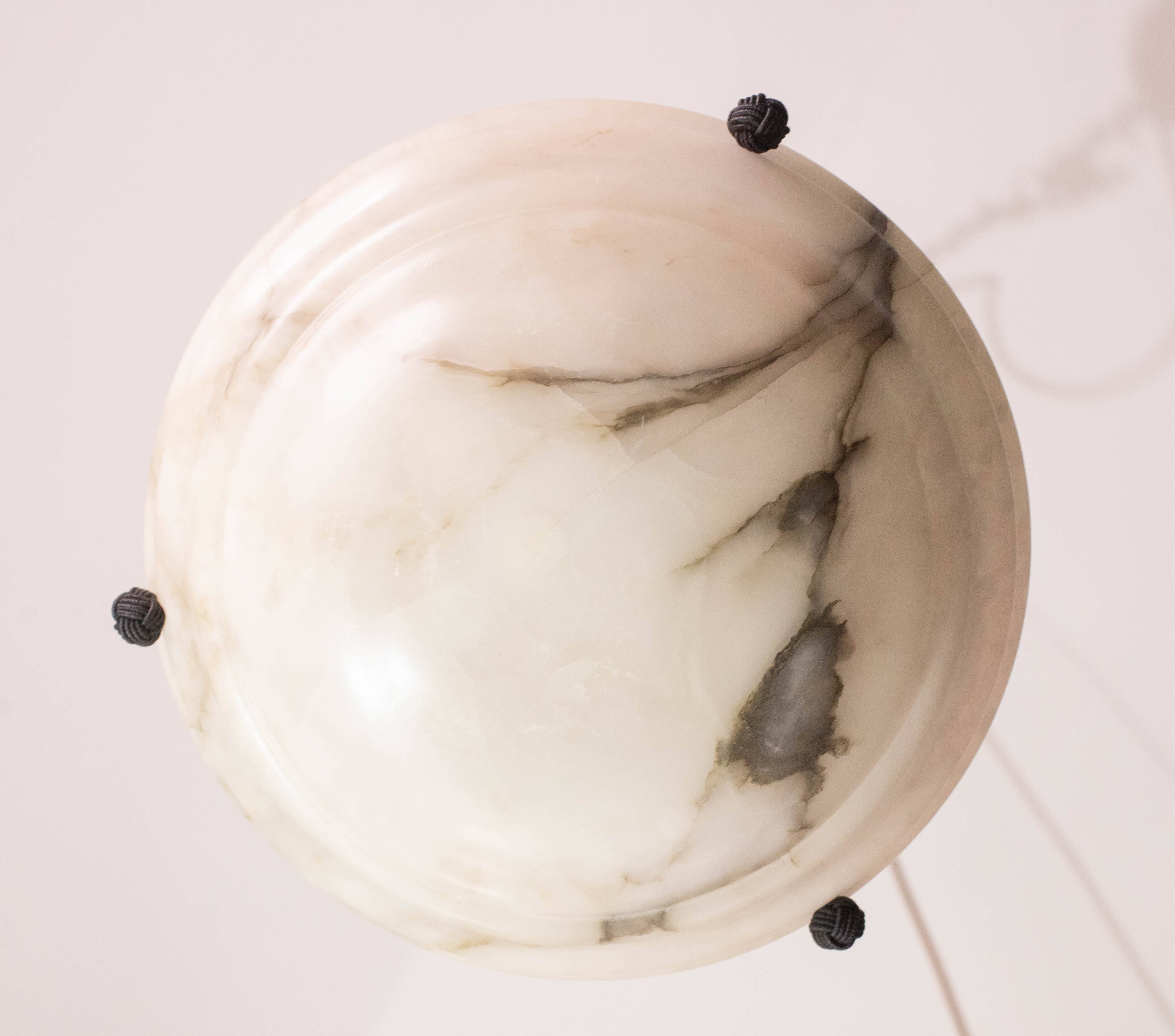 Lustre Art Déco en albâtre blanc, années 1950