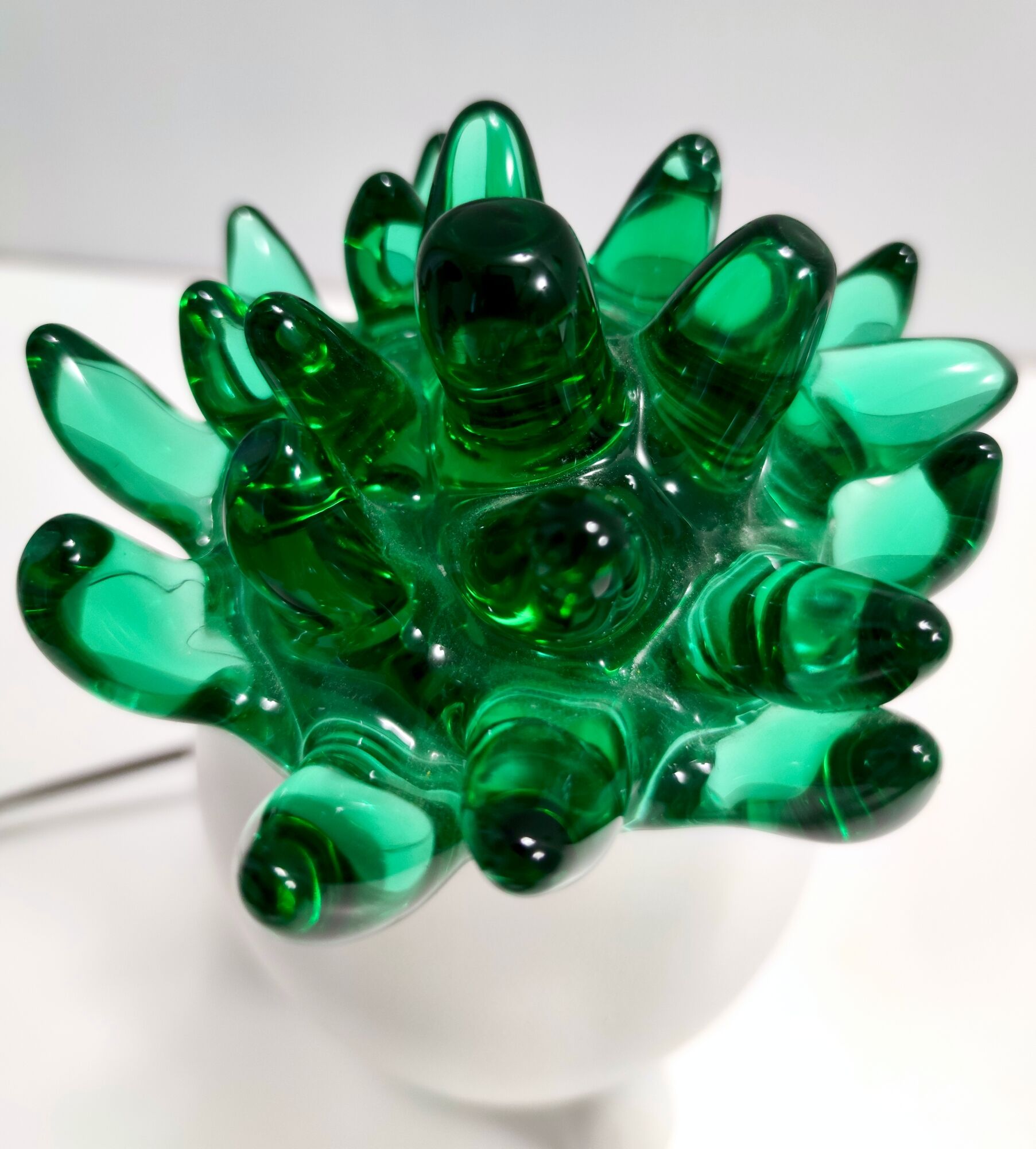 Postmodern Green Murano Glass and White Aluminum Table Lamp, Italy