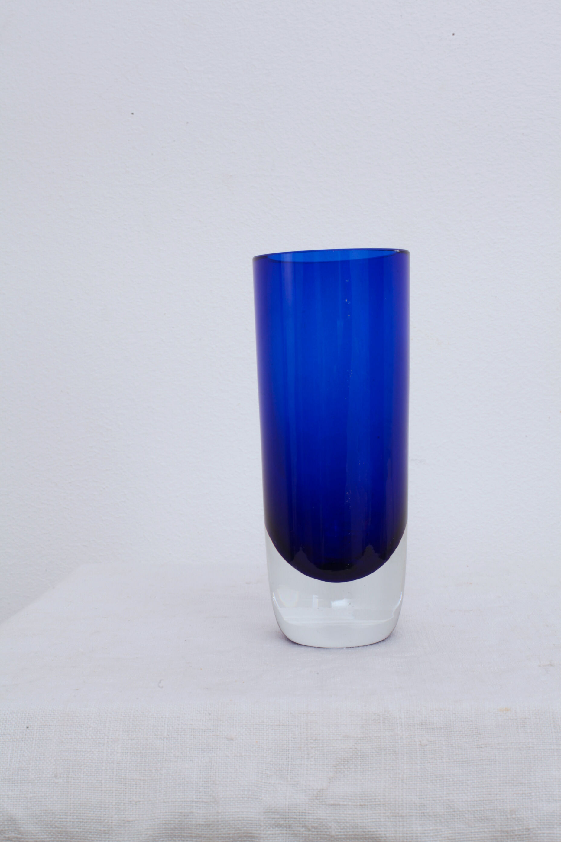 Thick blue glass vase