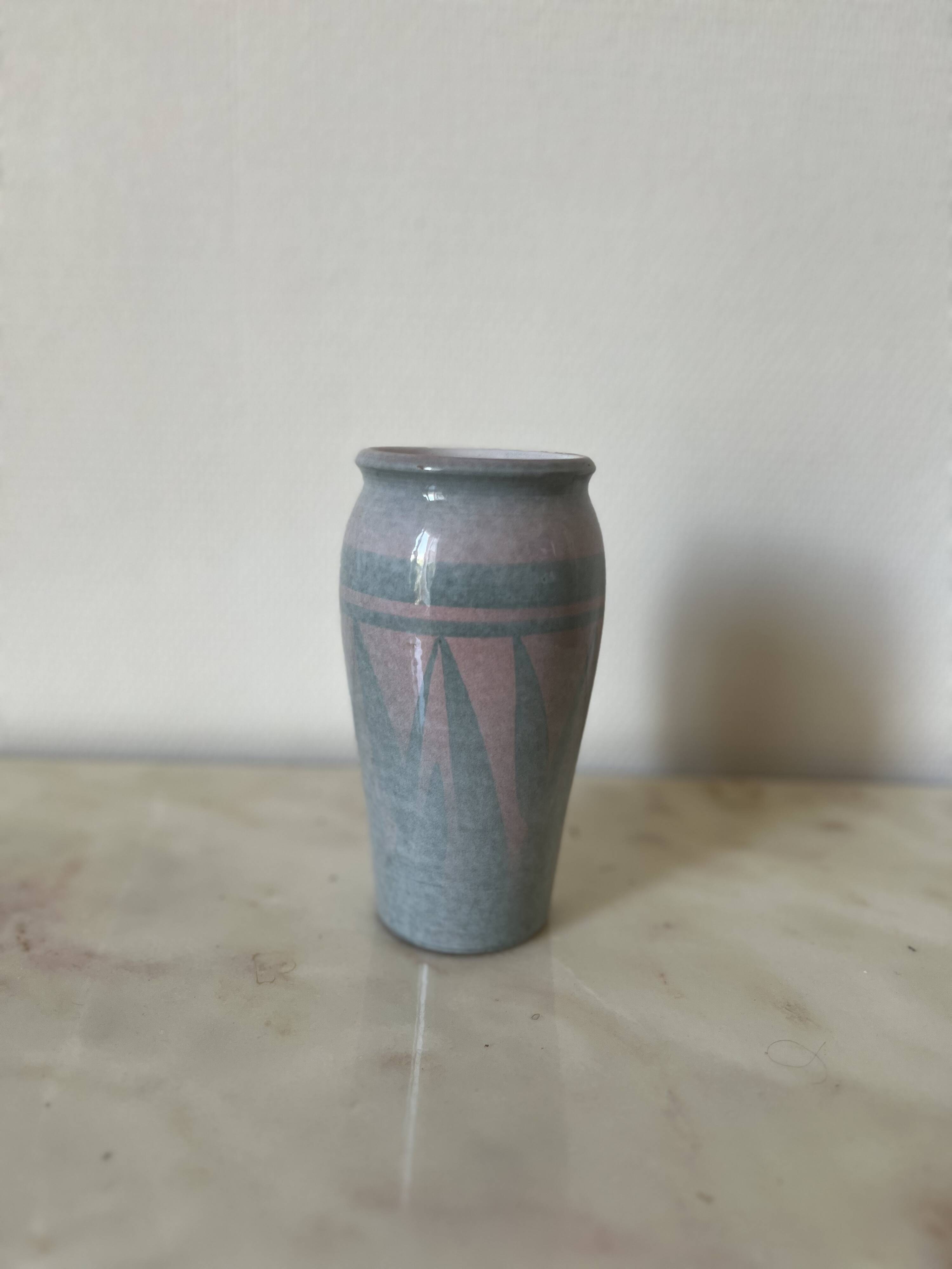 Sky blue and gray ceramic vase