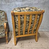 Pair of Wooden Armchairs with Curved Arms, Czechoslovakia, 1940s–1950s