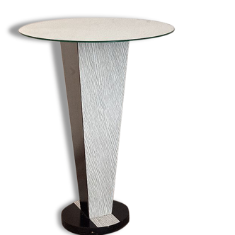 Table d'appoint en formica et plateau miroir