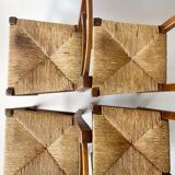 4 wooden and straw country chairs