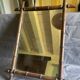 Large barber mirror from the 1940s/50s made of turned wood in a bamboo style.
