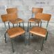 4 industrial chairs vintage school 1950