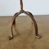 Large "Arts & Crafts" style lamp in beaten iron with a golden patina.