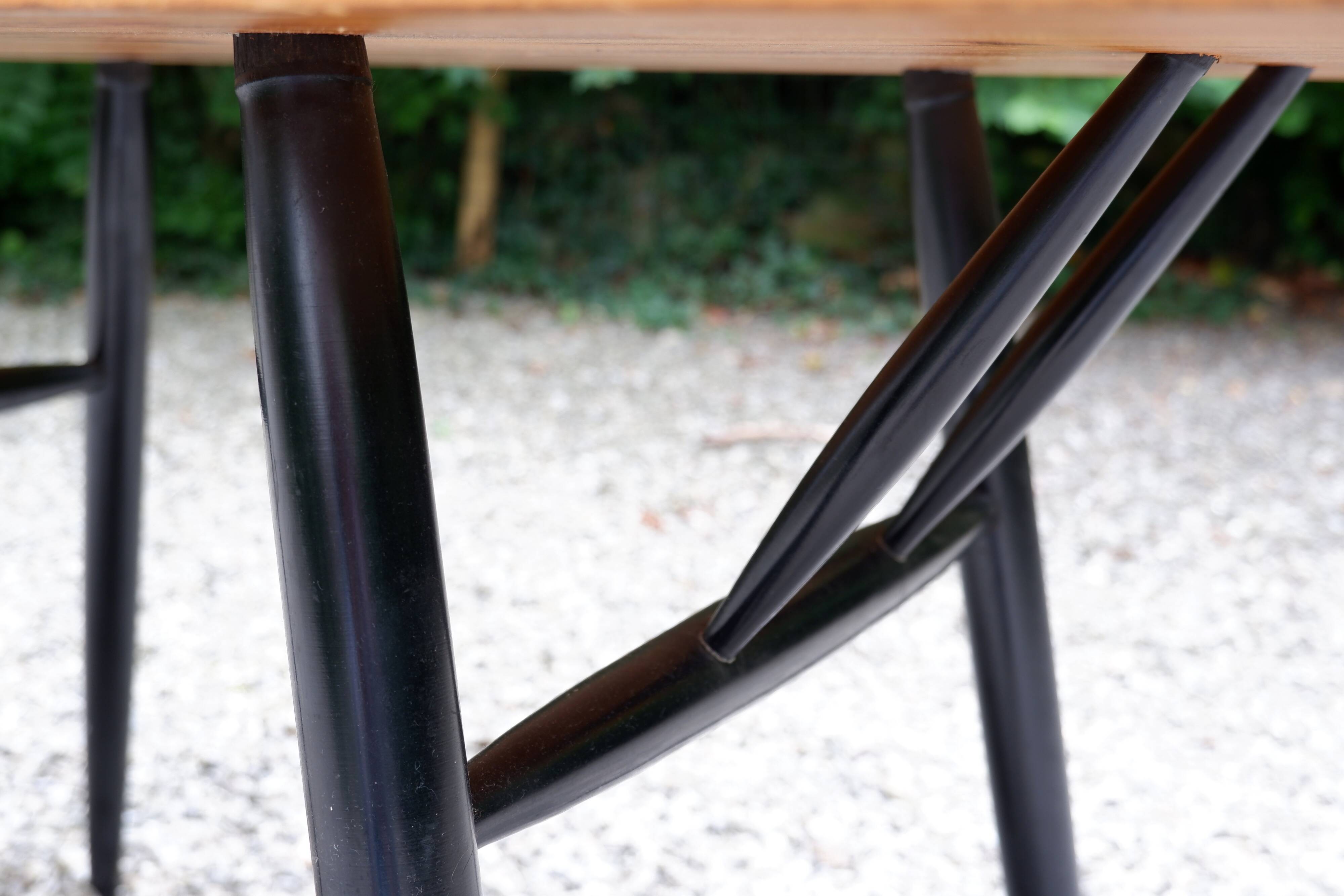 Table/Desk Model "Pirkka" solid pine top - black painted wooden legs Model from the 50's