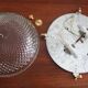 Brass ceiling light with moulded glass