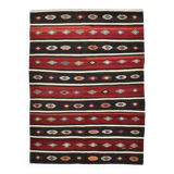 Turkish Red & Black Striped Vintage Kilim Rug, 168x228Cm