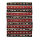 Turkish Red & Black Striped Vintage Kilim Rug, 168x228Cm