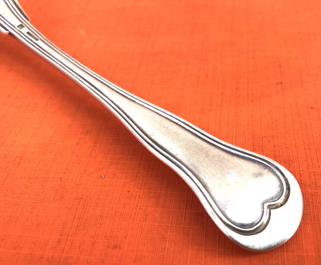 Antique dessert fork by silversmith Christofle, Chinon model collection.