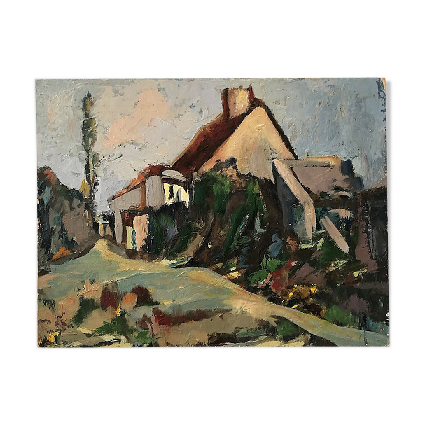 Painting oil landscape house
