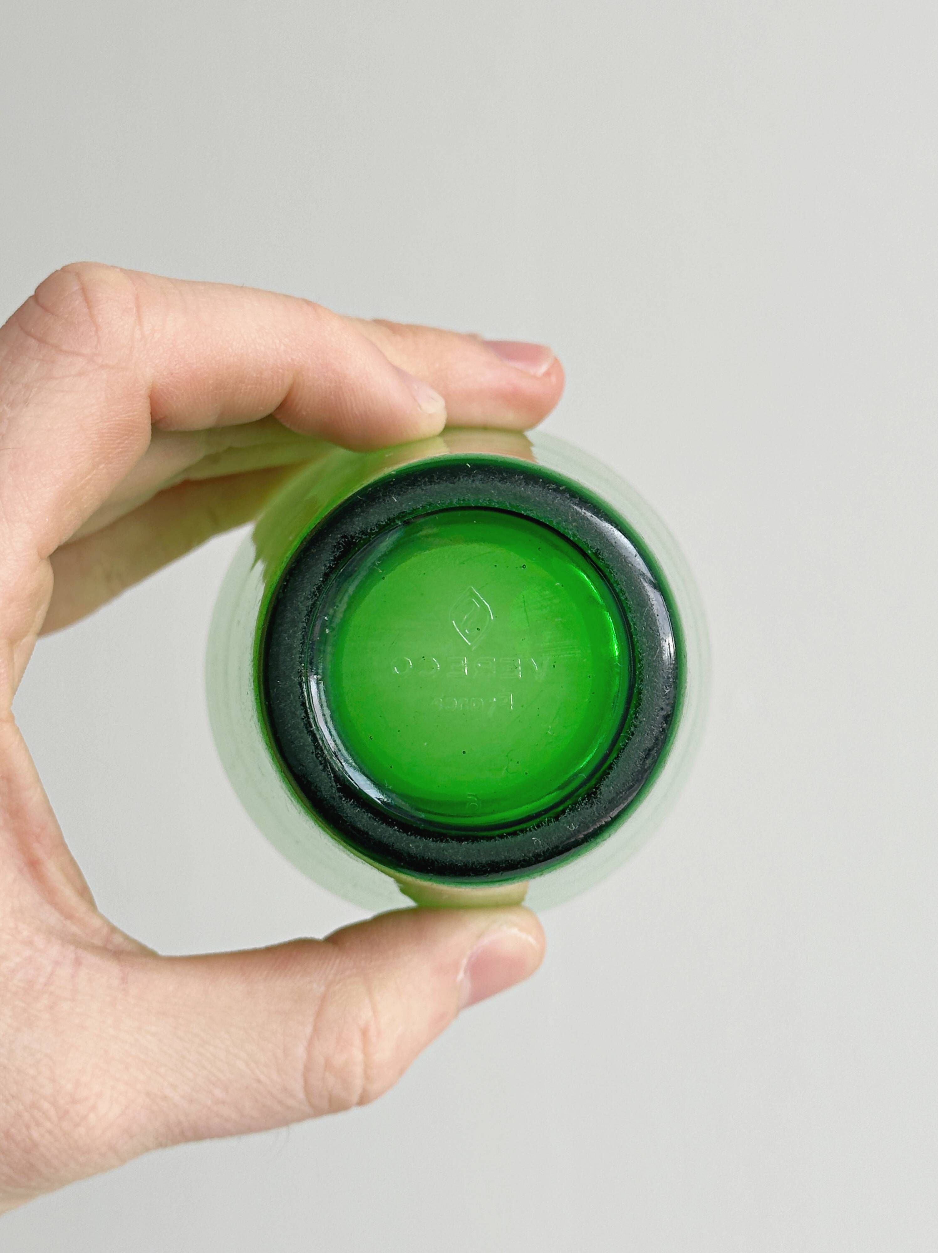 5 translucent green glasses