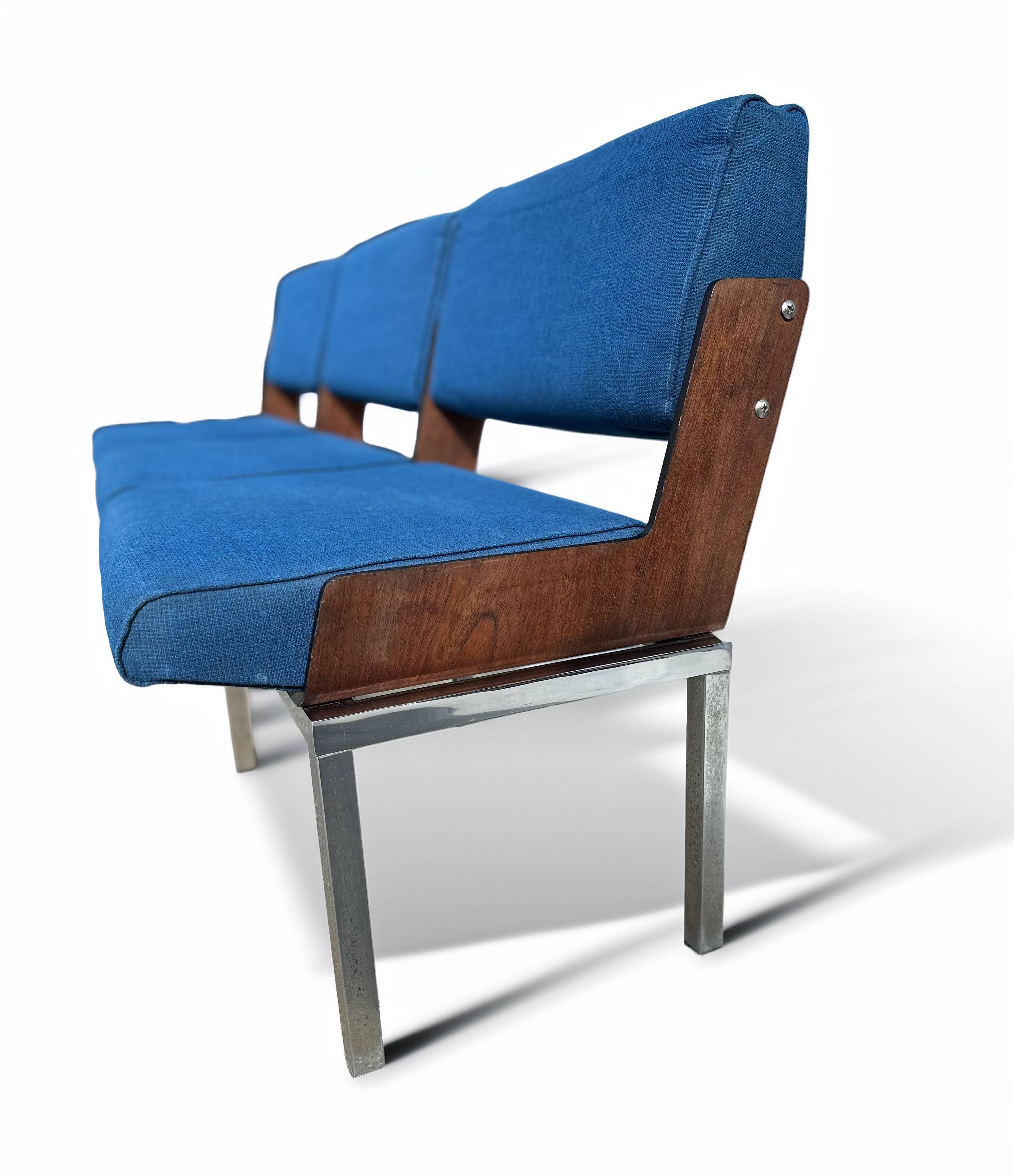 Banc vintage bleu des années 1960 par Roger Tallon