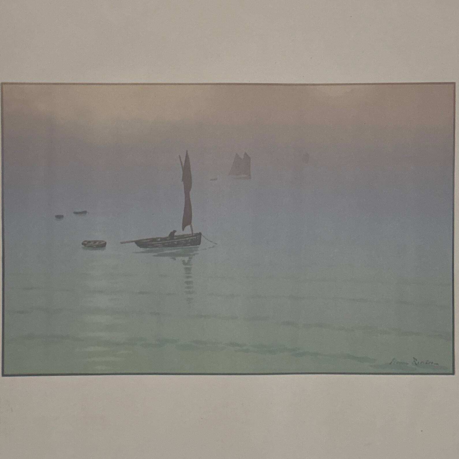 Lithograph by Henri Rivière The Beautiful Land of Brittany - Mist at Sea