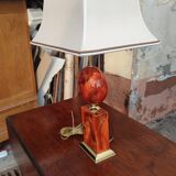 Lamp circa 1970 in iron and lacquered wood as well as bronze