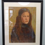 Portrait of a young girl, oil on cardboard 44 x 54 cm