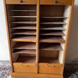 Vintage 70s double curtain filing cabinet