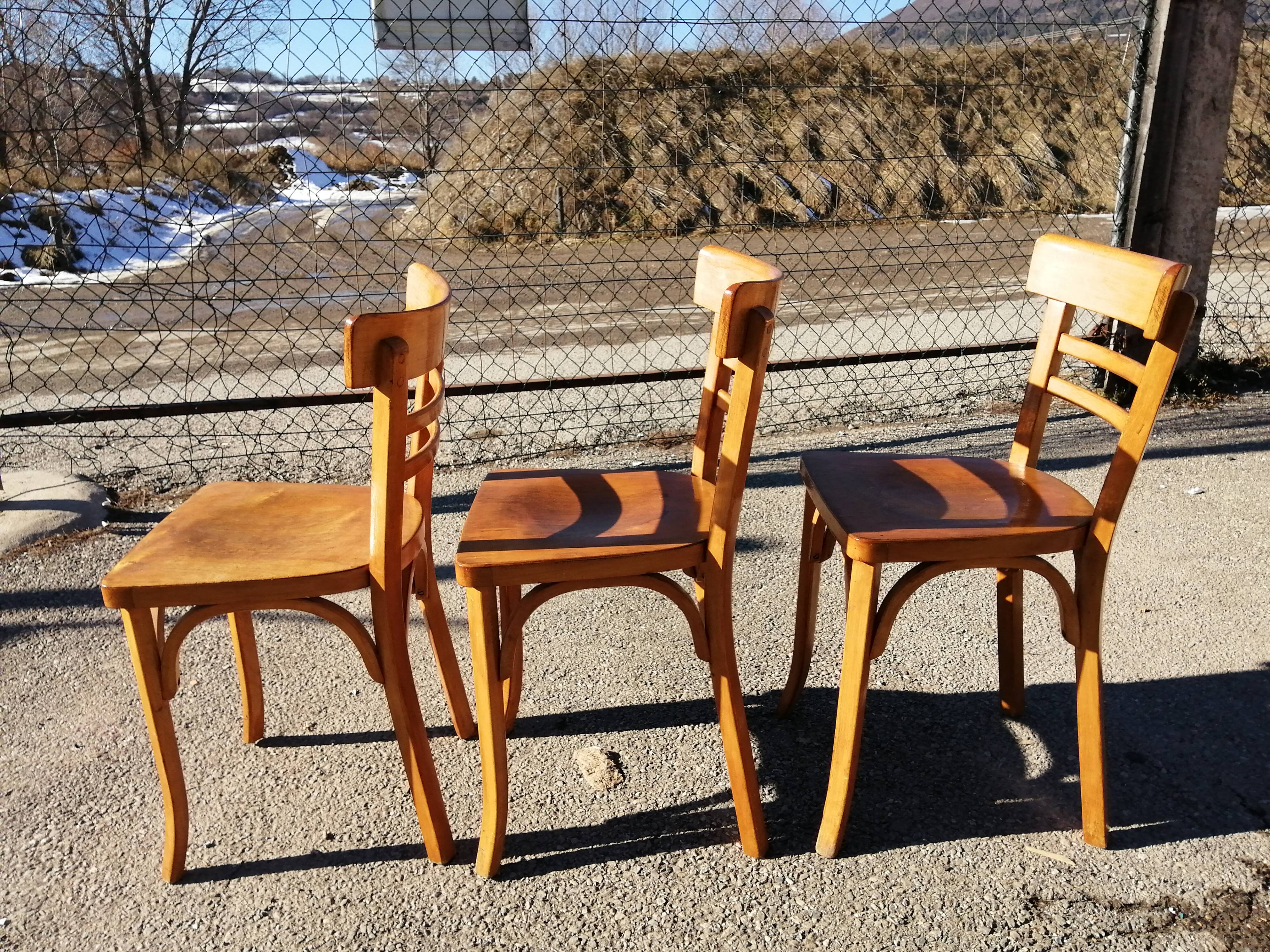 Series of 3 chairs bistrot bauhmann - vintage
