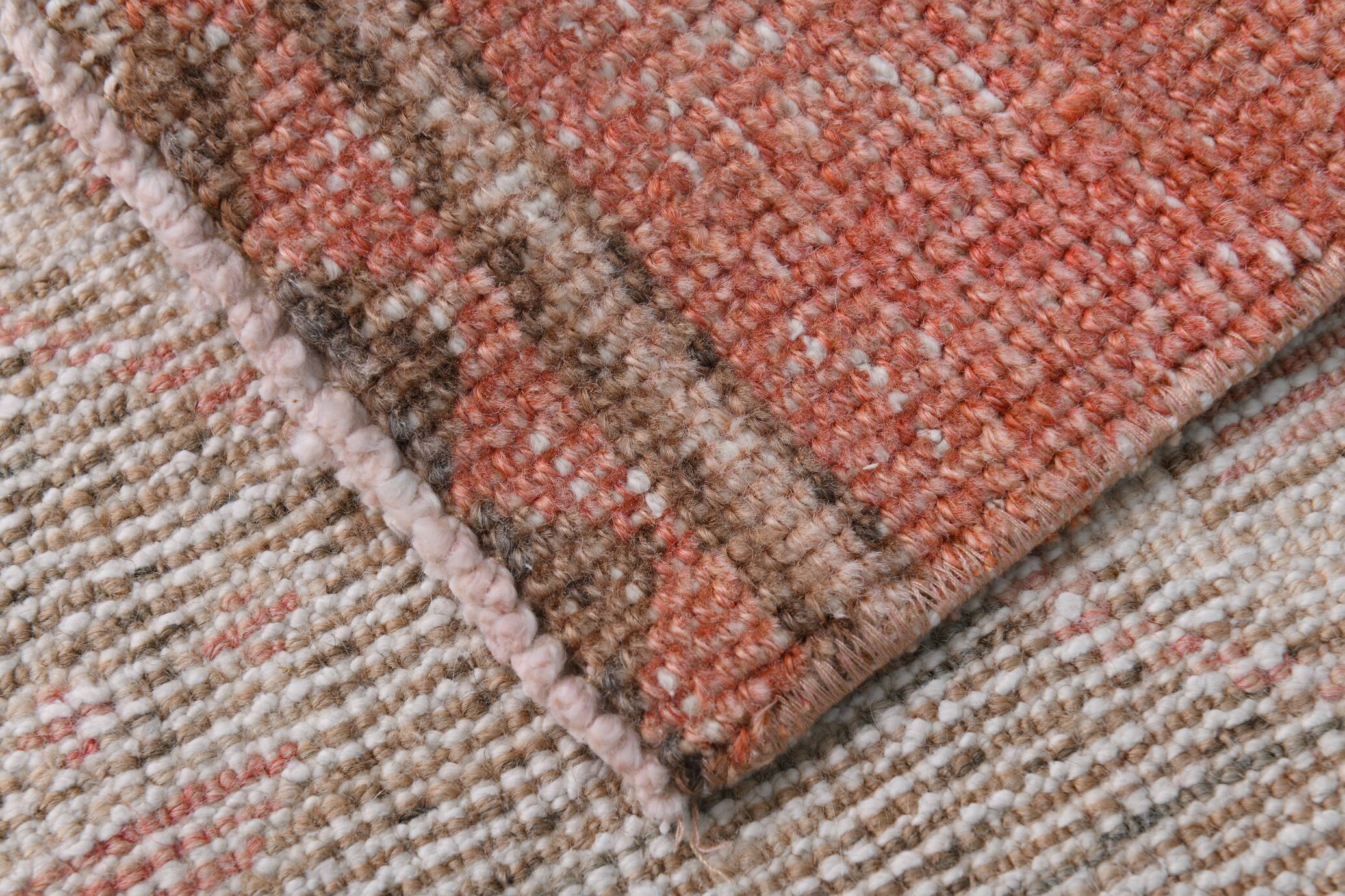 Turkish Salmon Brown Vintage Runner Rug, 91x362Cm