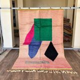 Off-white Moroccan rug with colorful patterns, 250cm x 150cm