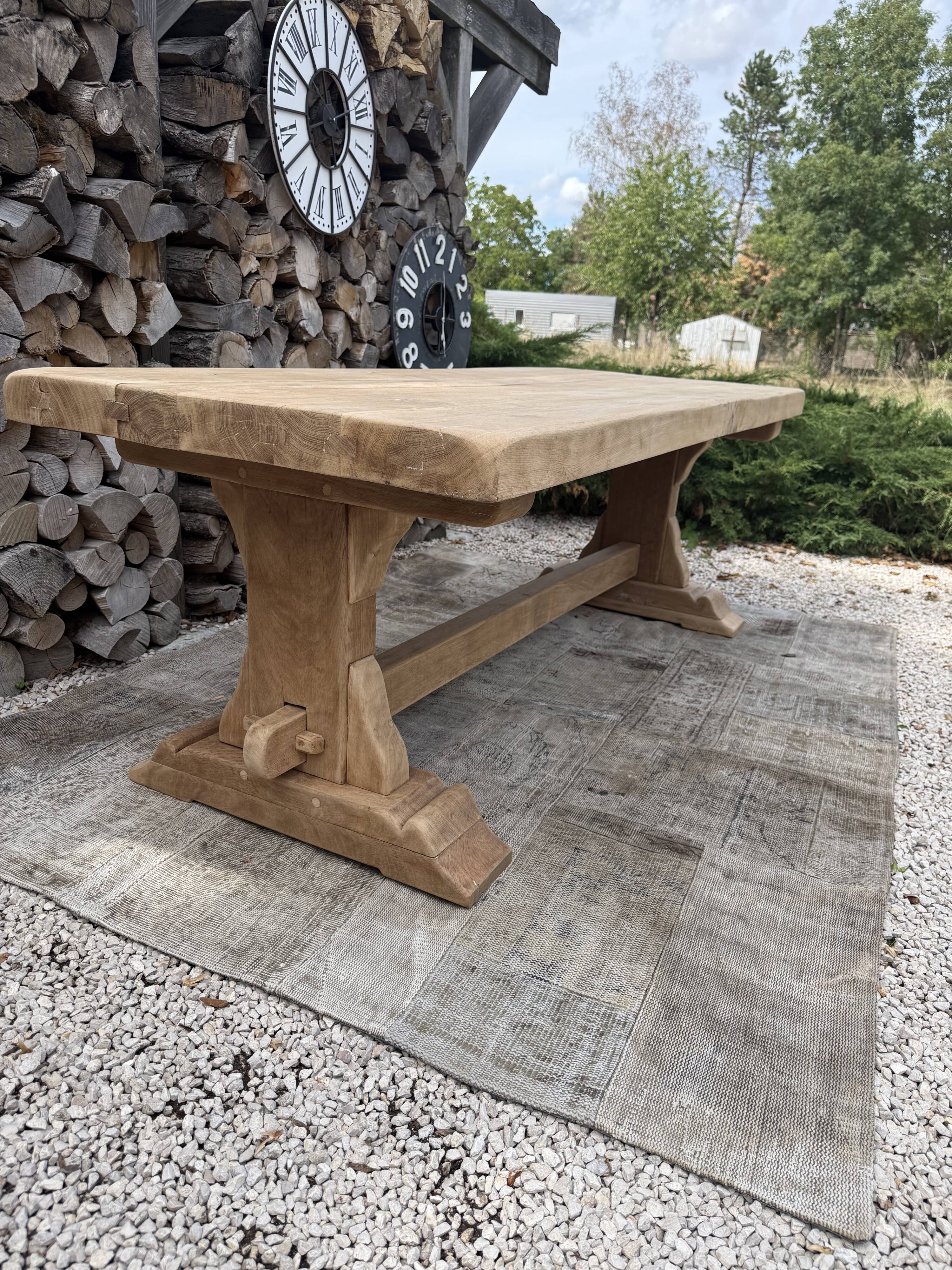 Monastery table, solid oak, 220cm.