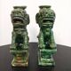Pair of Foo Dog candle holders in ceramic, China 19th century