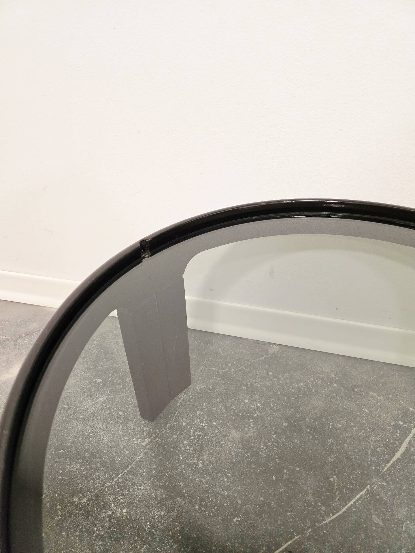 1970s Mid-Century Modern Black Coffee Table with Smoked Glass Top